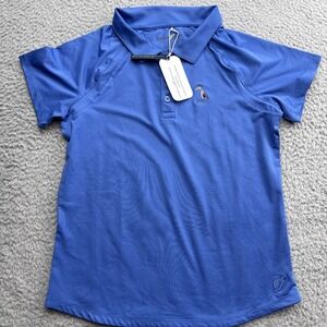Turtles & Tees Golf Tennis Polo Shirt Top Girls XL S/S 14-16 Regan Blue Stretch